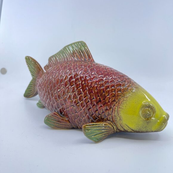vintage ceramic koi fish intricately detailed figurine 12" long - Picture 5 of 11
